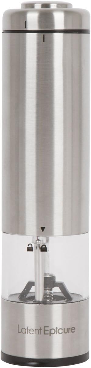 Electric Salt and Pepper Grinder - Battery Operated Adjustable One Handed