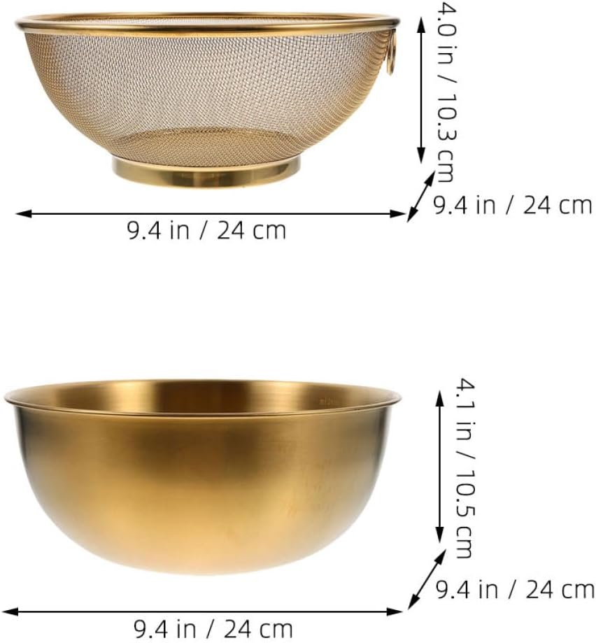 Zerodeko Gold Stainless Steel Colander Drain Basket Set