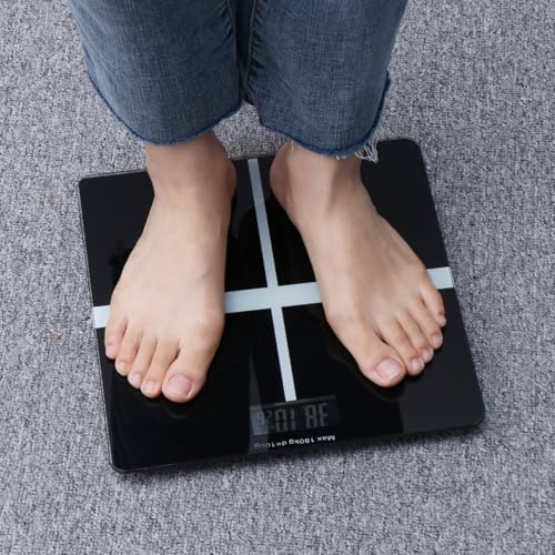 KOMBIUDA Bathroom Scale Glass Electronic 1kg Accuracy Black 1