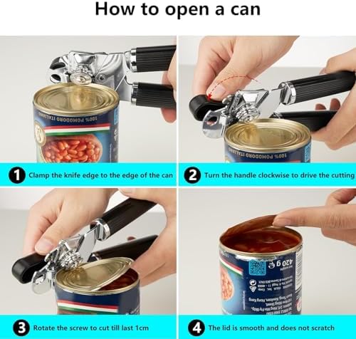 Adoric Heavy Duty Stainless Steel Can Opener with Ergonomic Handles