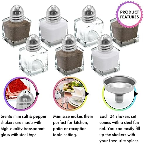 Srenta 24-Pack Clear Glass Salt Pepper Shakers