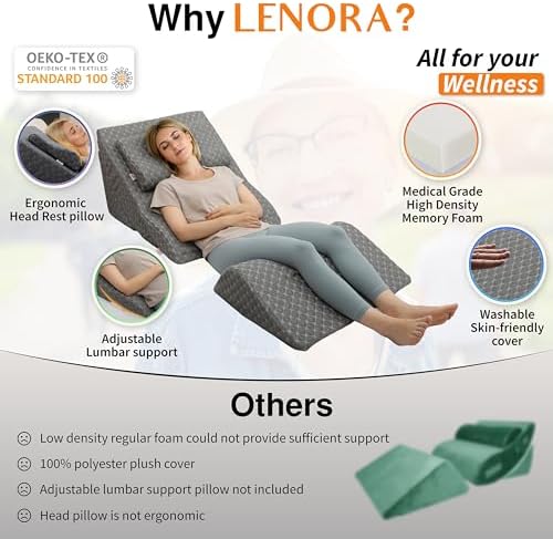 Lenora Adjustable Orthopedic Wedge Pillow Set
