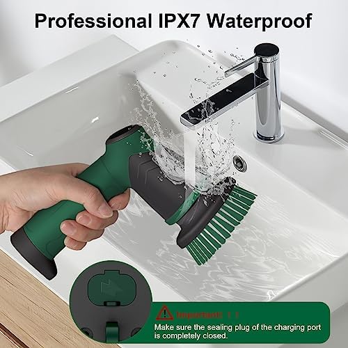 KOOHORO Electric Cleaning Brush Set Dual Speed 7 Brush Heads