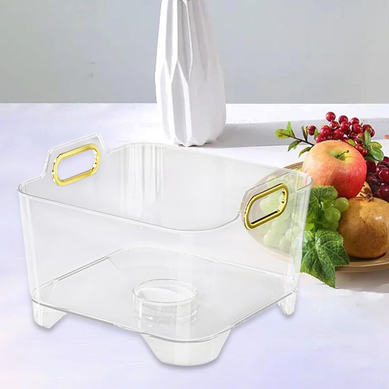 Clear Fruit Vegetable Washing Basket with Handle and Drainage