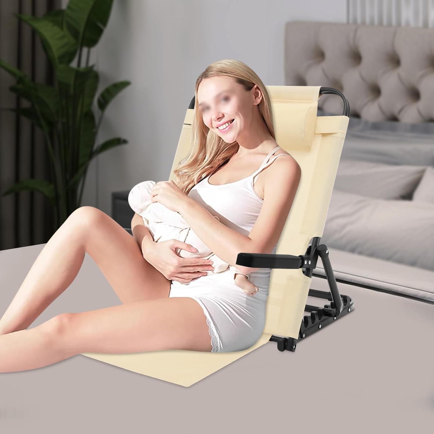 Eapmic Adjustable Lifting Bed Backrest with Armrest and Pillow