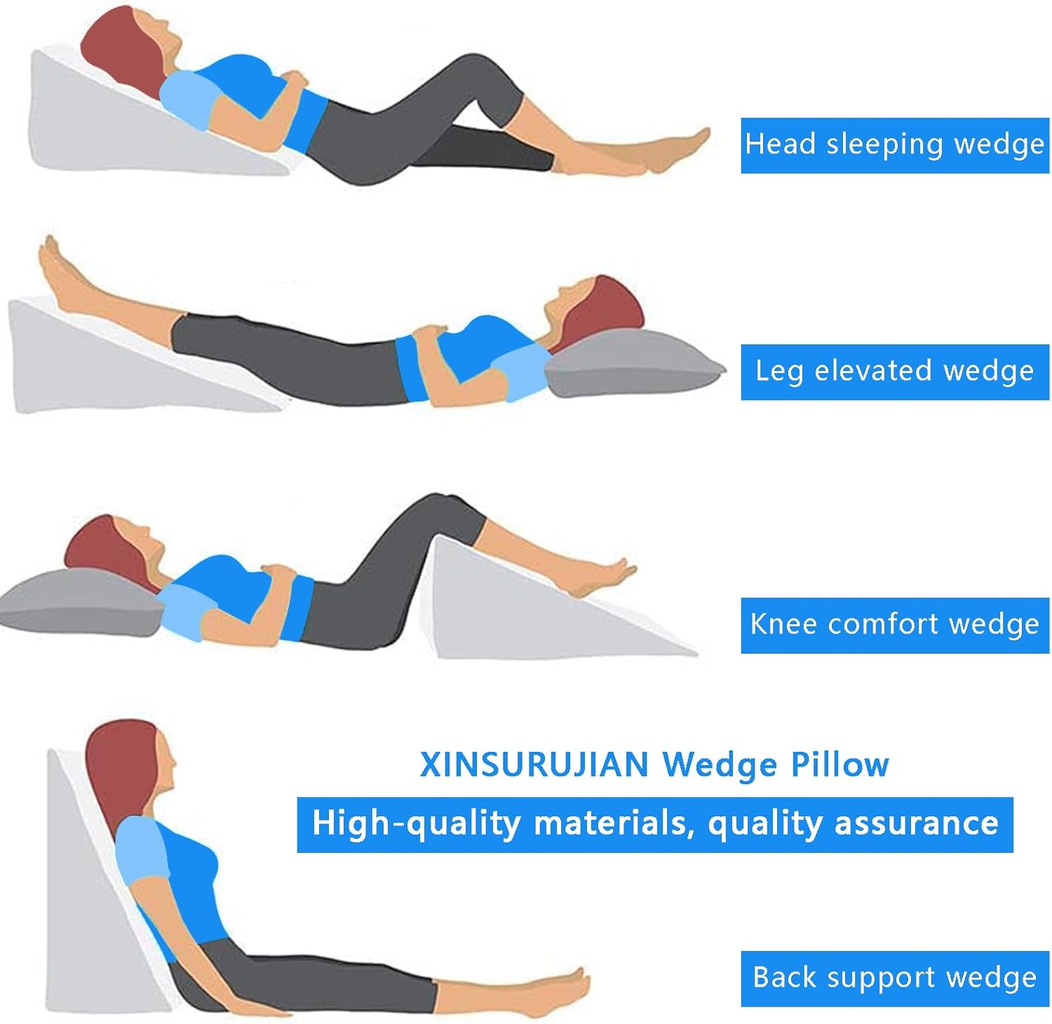 XINSURUJIAN Bed Wedge Pillow Triangle Belt Foam White
