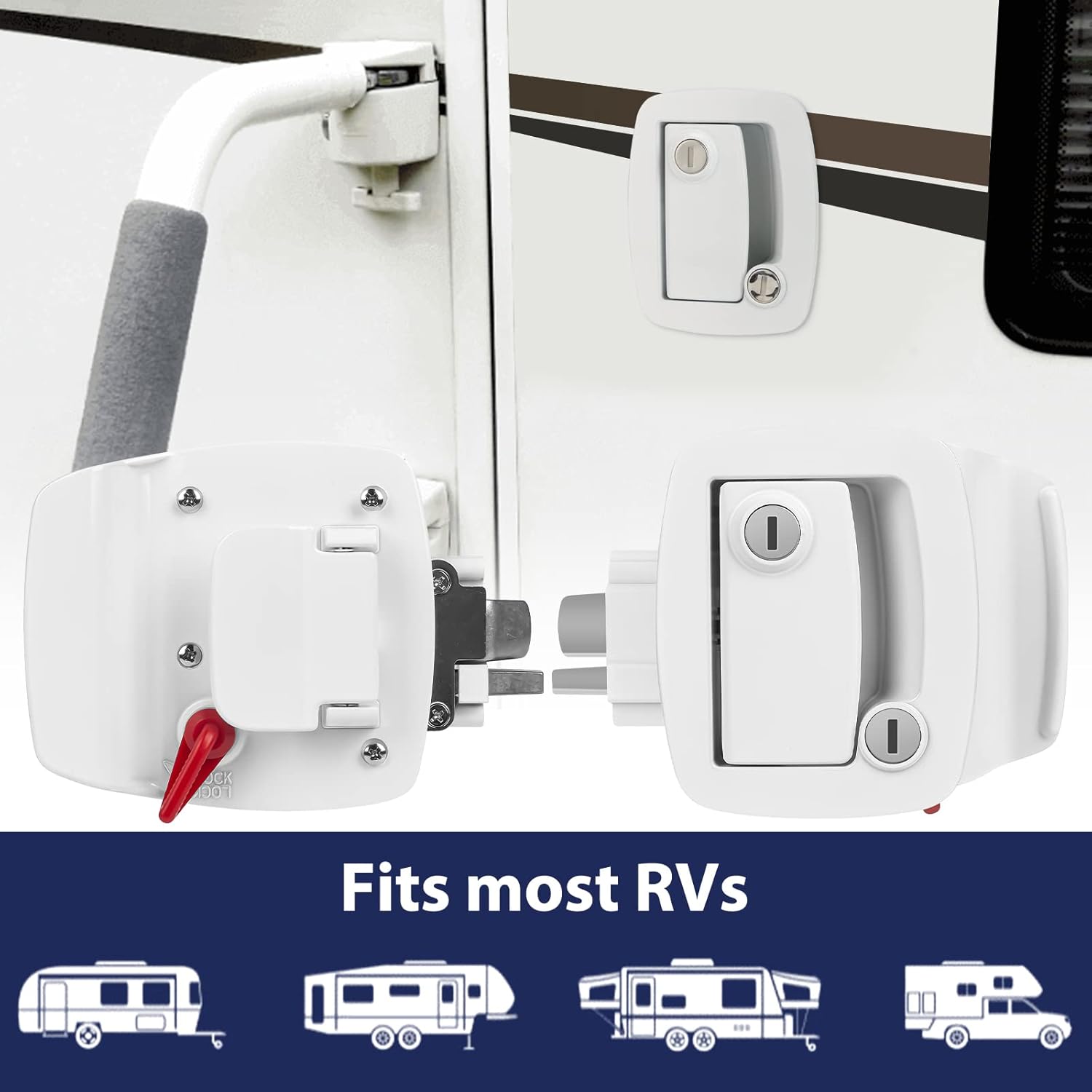 PAULINN RV Door Lock Replacement - 4 Keys Heavy Duty Zinc Alloy