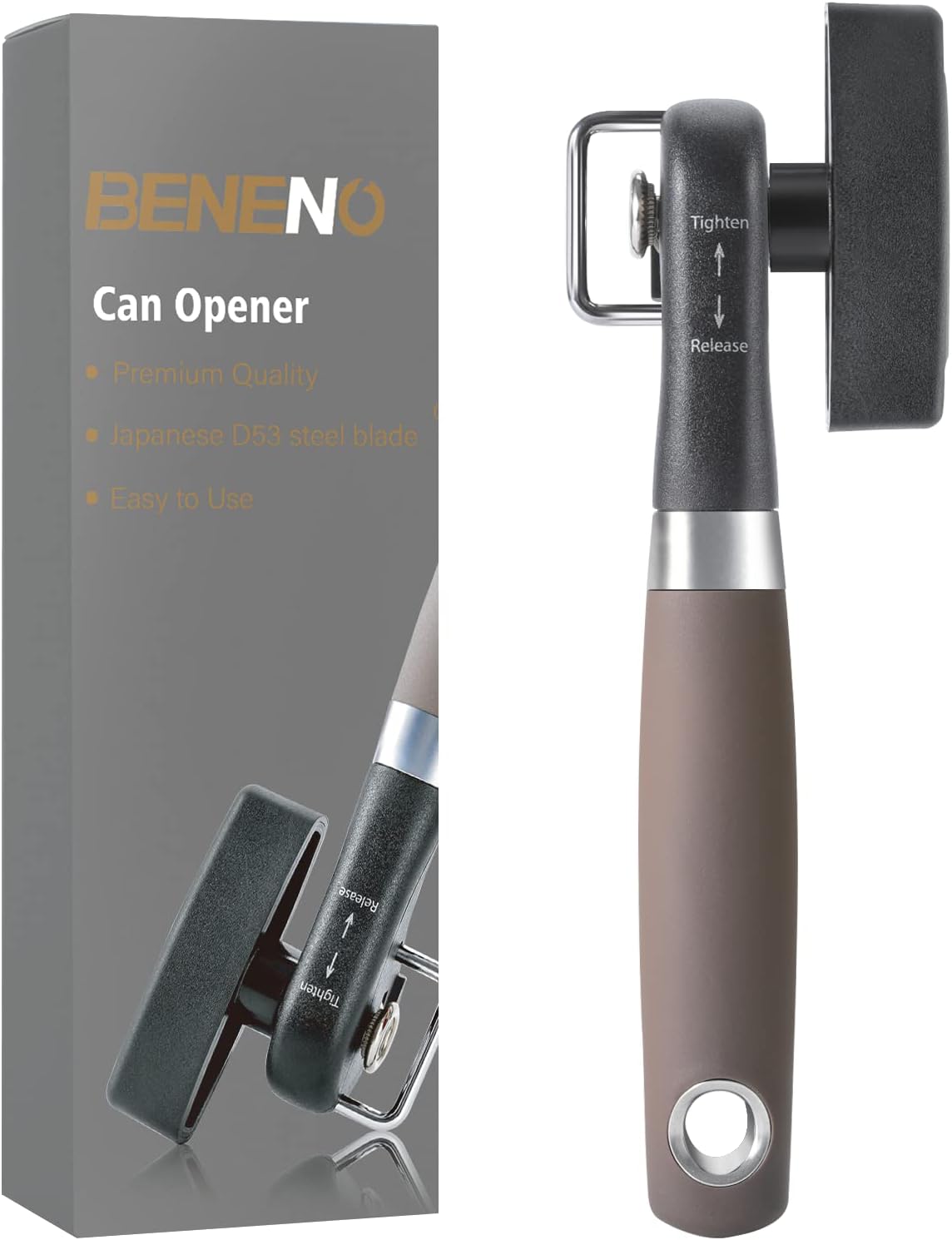 Beneno Smooth Edge Manual Can Opener with Durable Blade and Non-Slip Handle