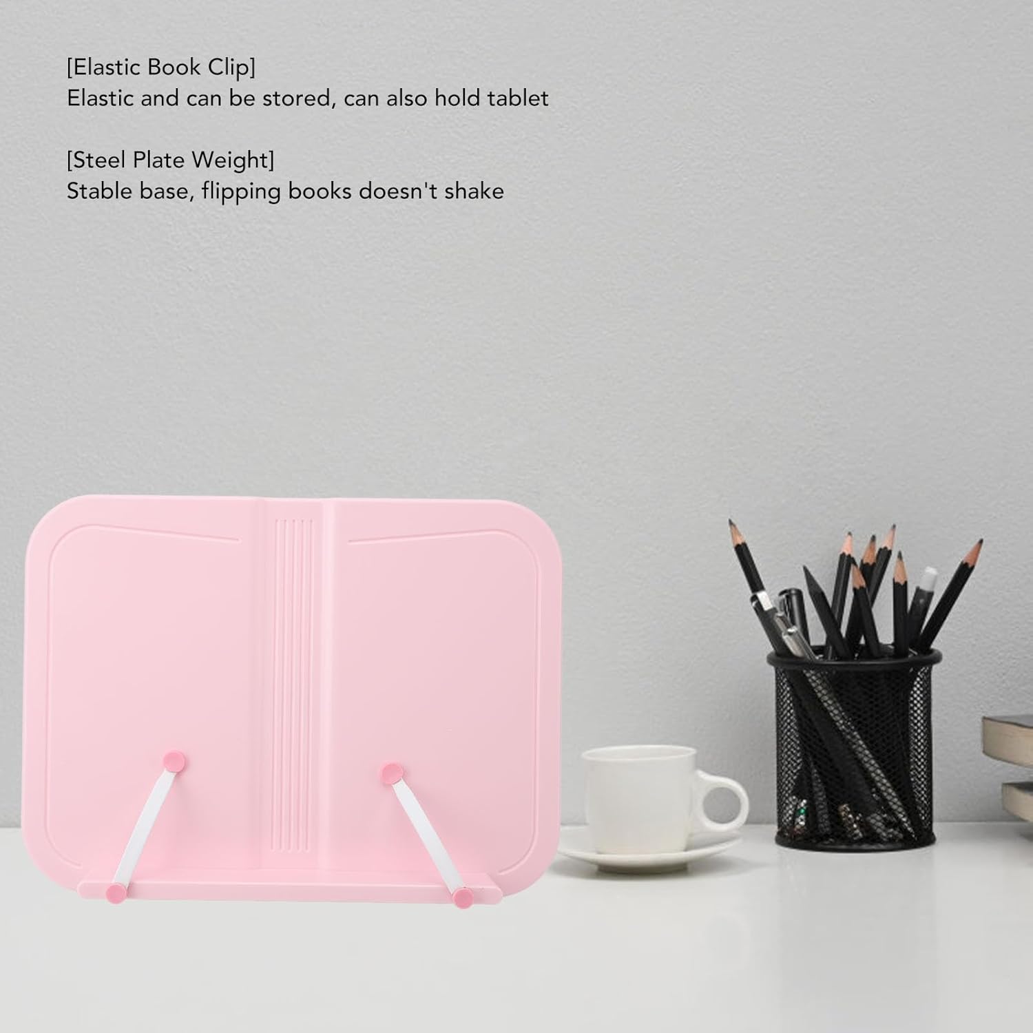Adjustable Pink Book Stand for Tablet and Cookbook