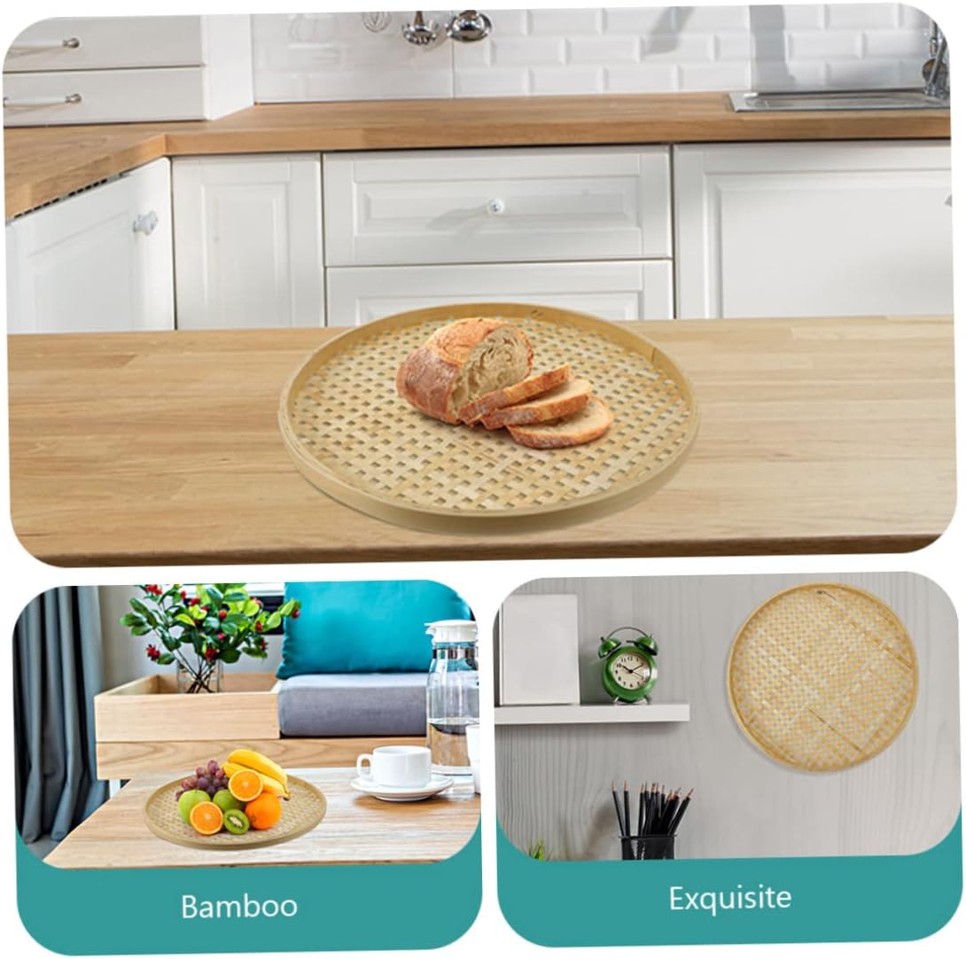 3pcs Natural Bamboo Colander Baskets with Cross Lid