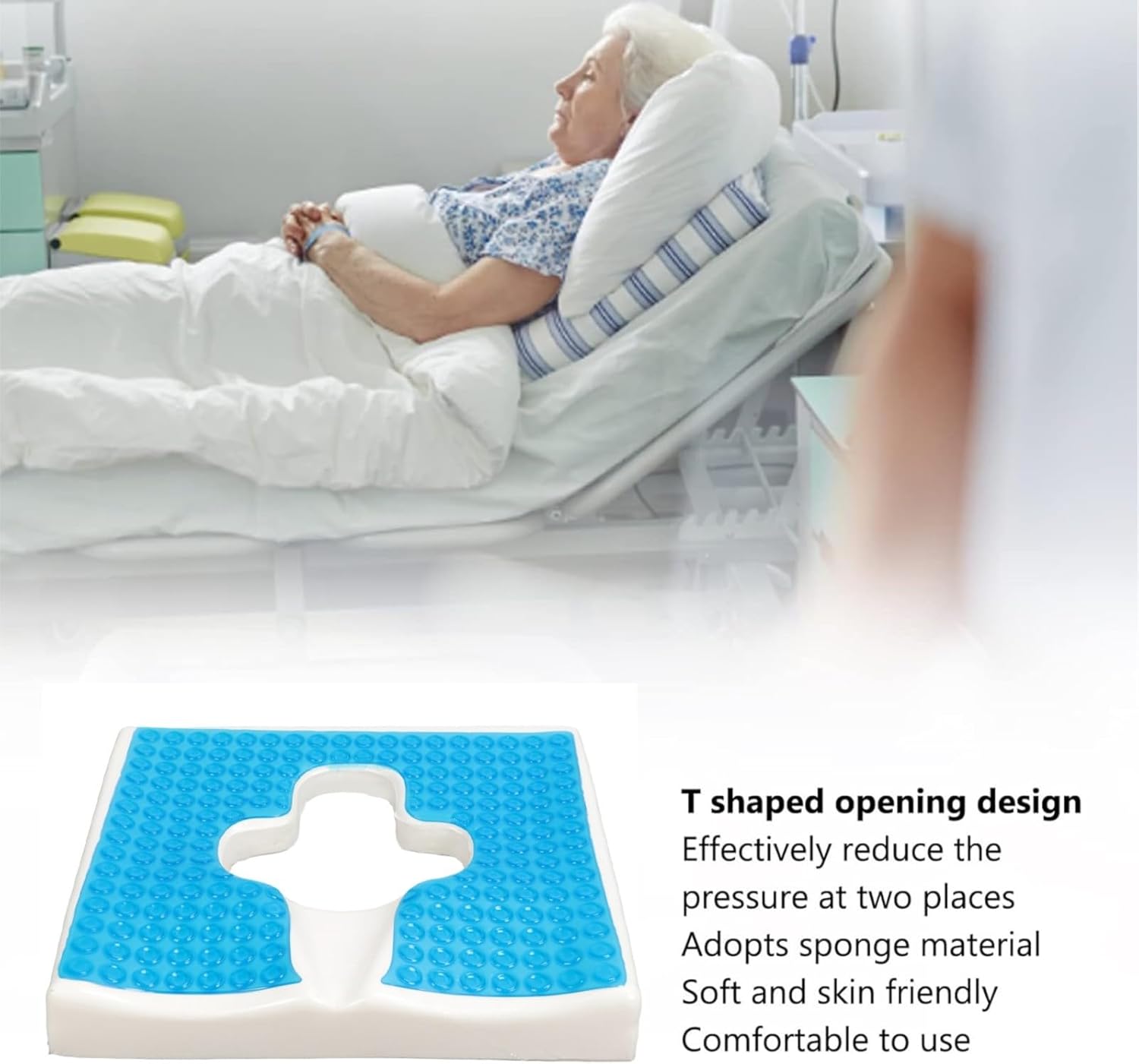 T-Shaped Anti-Decubitus Bed Cushion for Elderly and Disabled