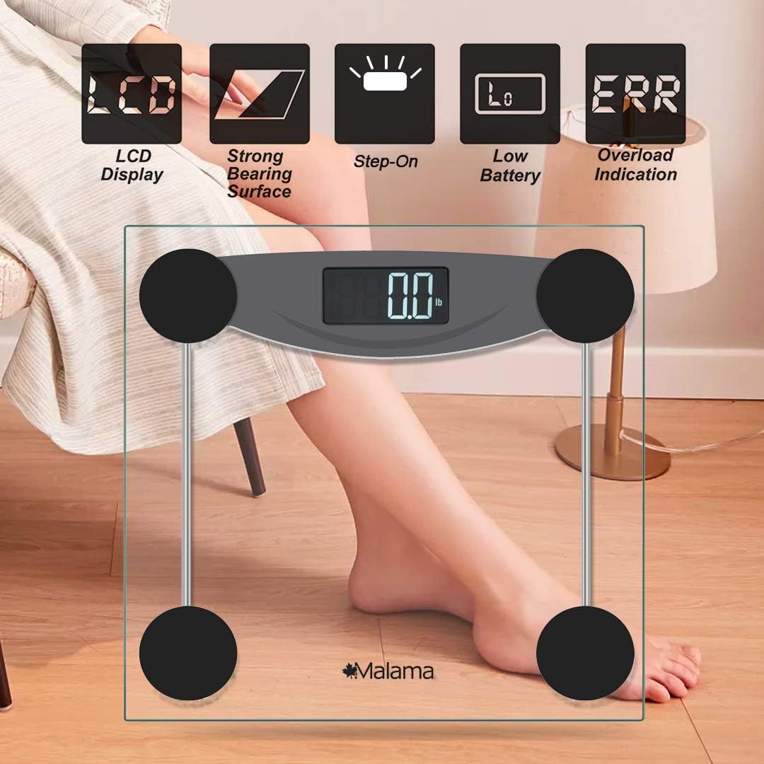 Malama Digital Body Weight Scale with LCD Backlit Display 400 lbs Accuracy Black