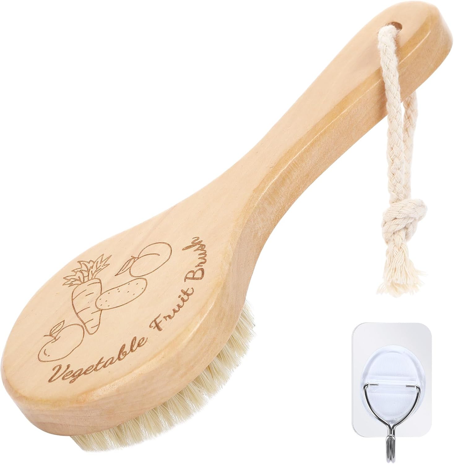 SEPGLITTER Vegetable Brush with Long Wooden Handle