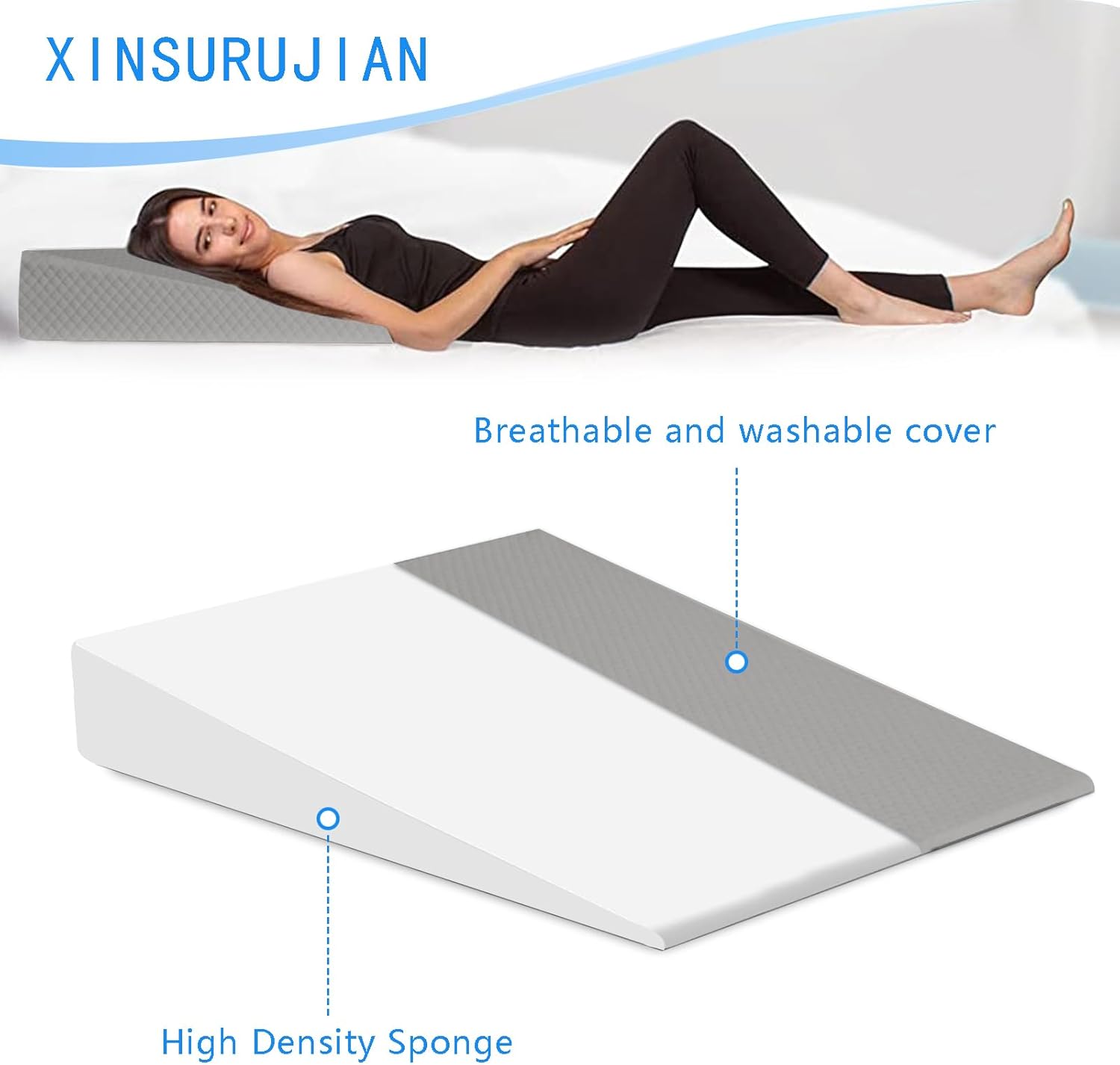 XINSURUJIAN Bed Wedge Pillow Triangle Belt Foam White