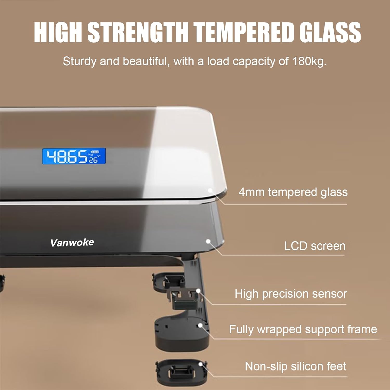 Vanwoke Smart Scale with Blue LCD Backlight and Body Fat Measurement 1