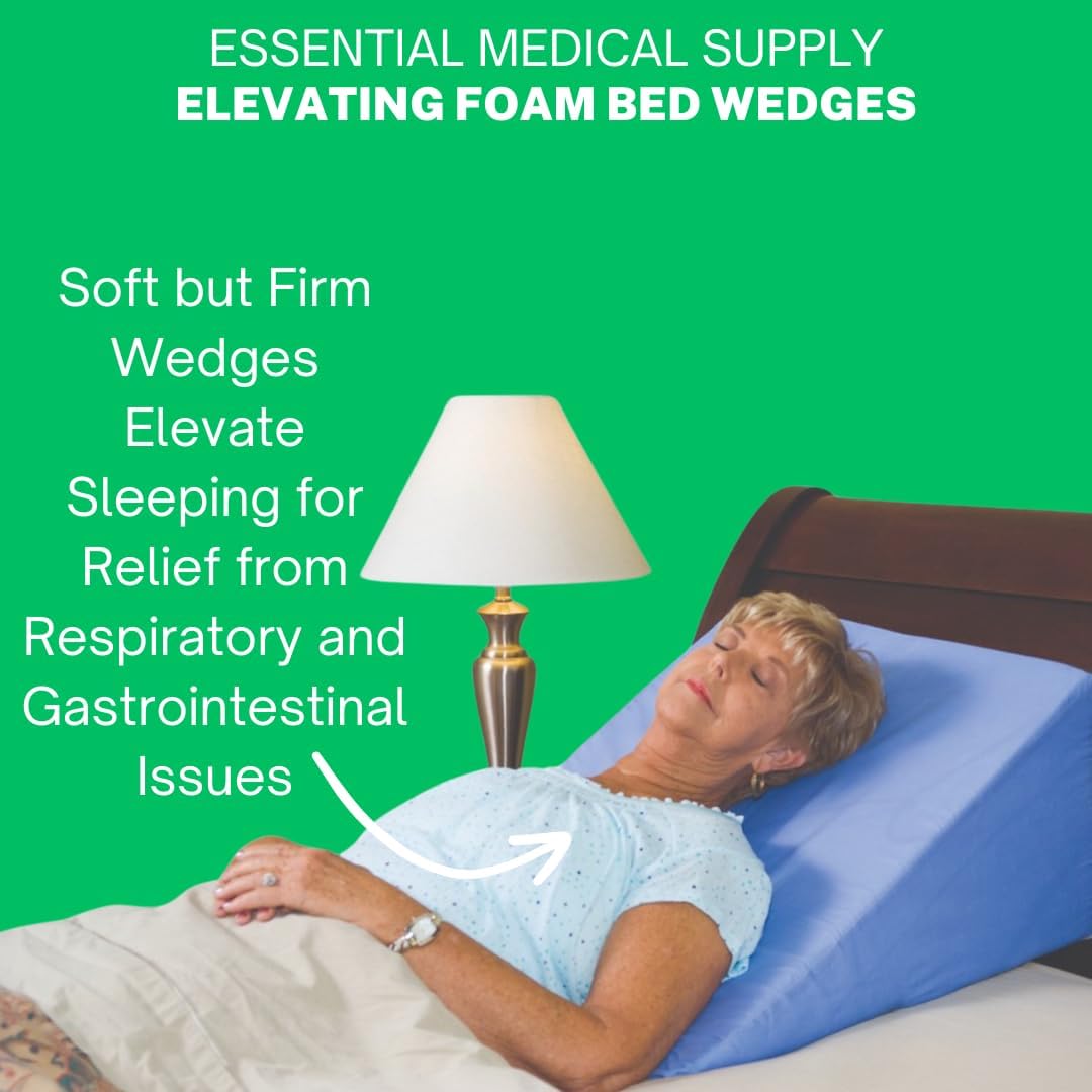 Essential Medical Supply 12 Inch Foam Bed Wedge Pillow Blue