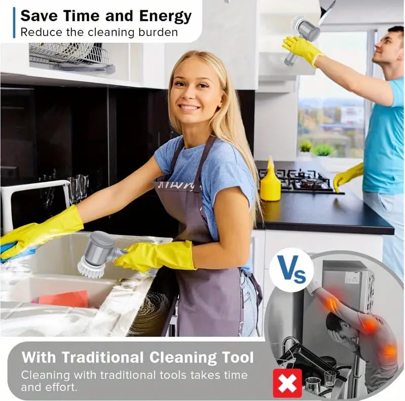 6in1 Electric Spin Scrubber with 6 Brush Heads 1