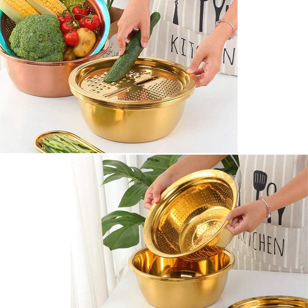 WLALLSS 11 Inch 3 in 1 Colander with Shredder and Slicer
