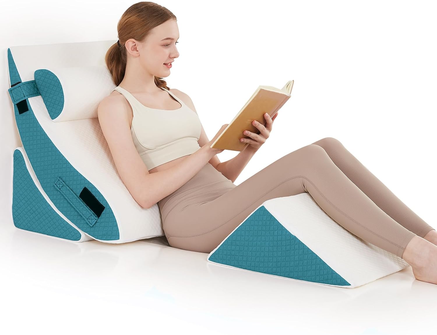 Longering 4PCS Orthopedic Bed Wedge Pillow Set - Neck Back Leg Pain Relief
