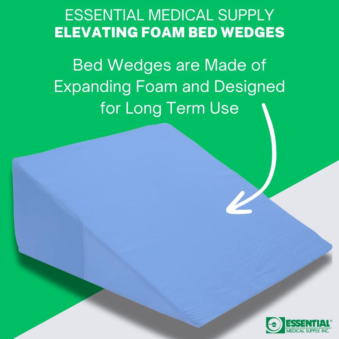 Essential Medical Supply 12 Inch Foam Bed Wedge Pillow Blue
