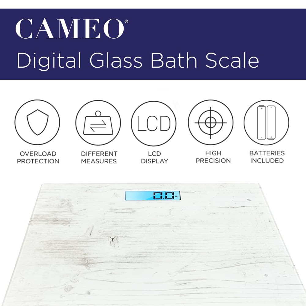 yaco CAMEO Digital Bathroom Scale with LCD and Tempered Glass