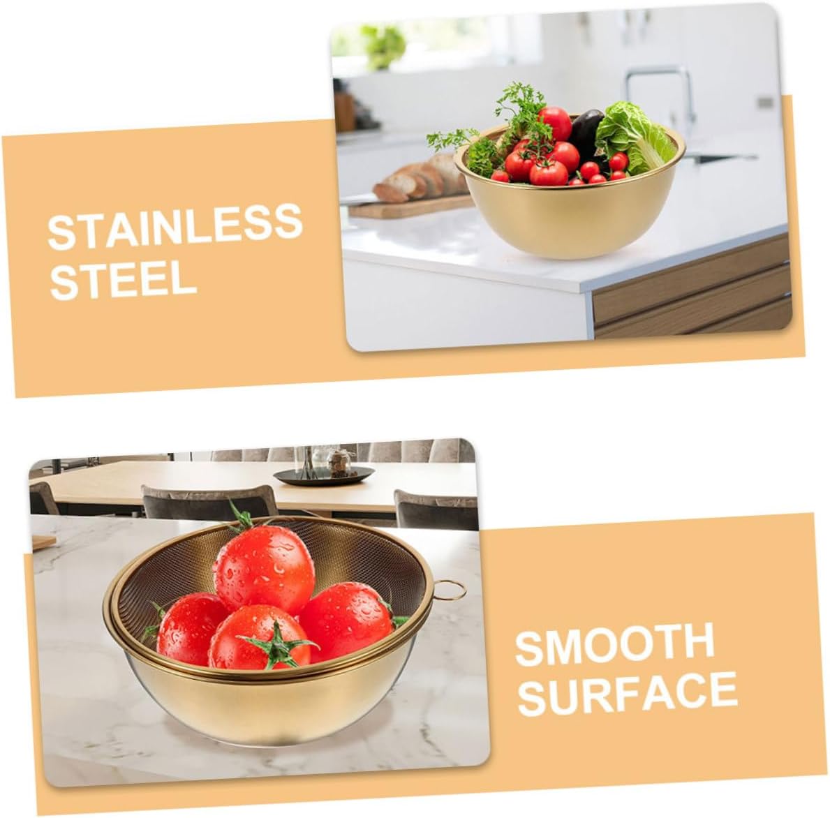 PRETYZOOM Stainless Steel Colander with Dipping Bowls Set