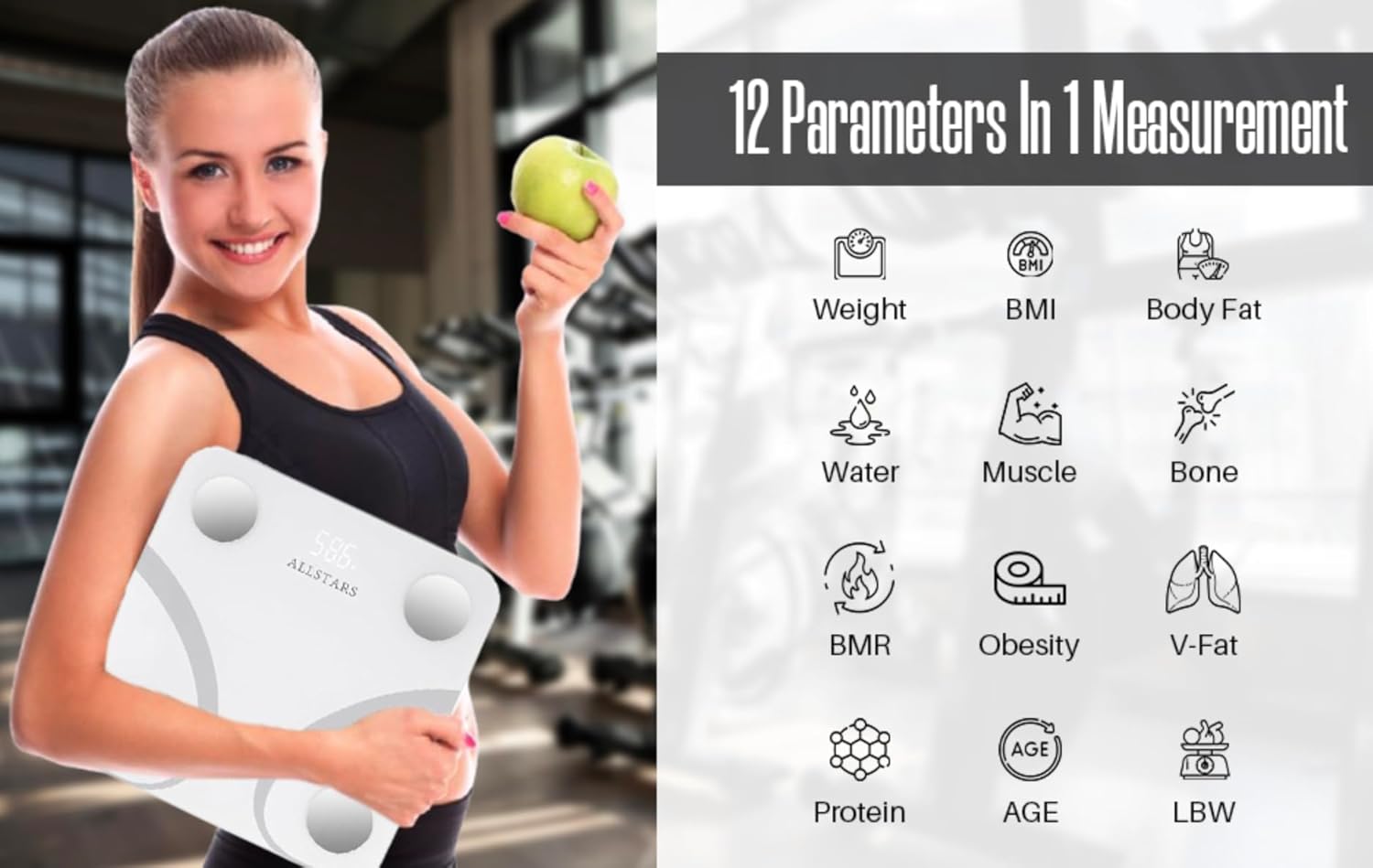ALLSTARS Smart Body Scale with App Sync 396 lbs