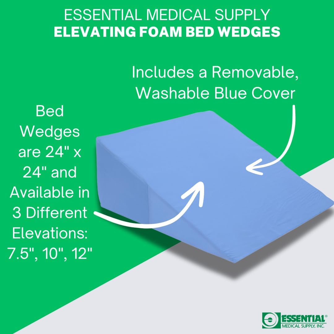 Essential Medical Supply 12 Inch Foam Bed Wedge Pillow Blue