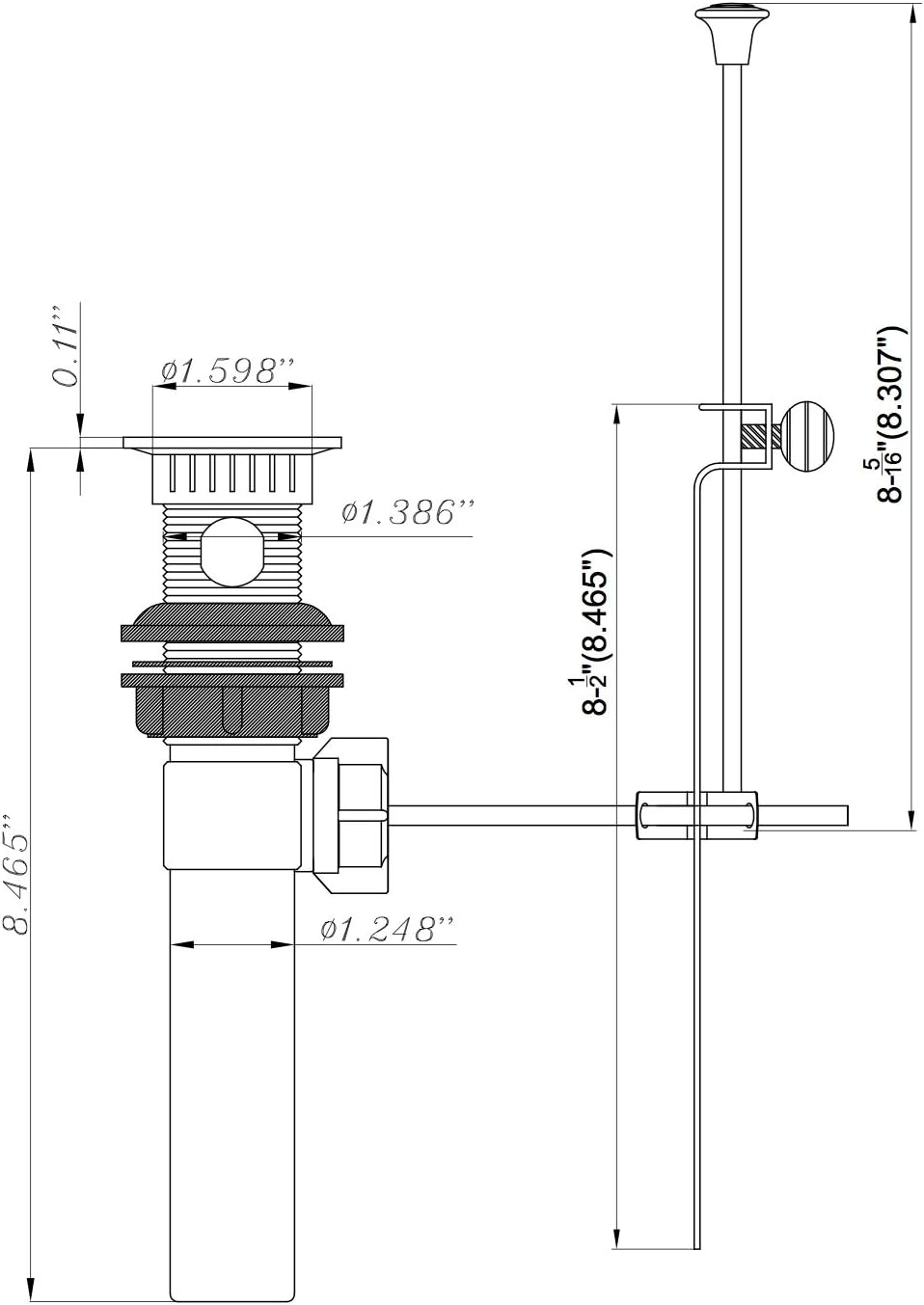 Dura Faucet DF-PU201-SN RV Pop-Up Drain with Overflow