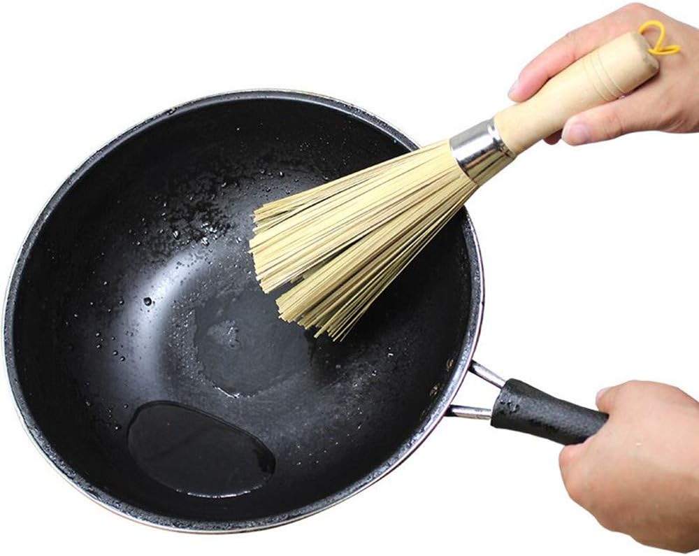 2 Pack Bamboo Wok Brush for Hot Spot Cleaning