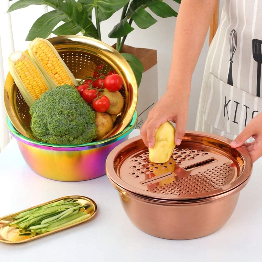 WLALLSS 11 Inch 3 in 1 Colander with Shredder and Slicer