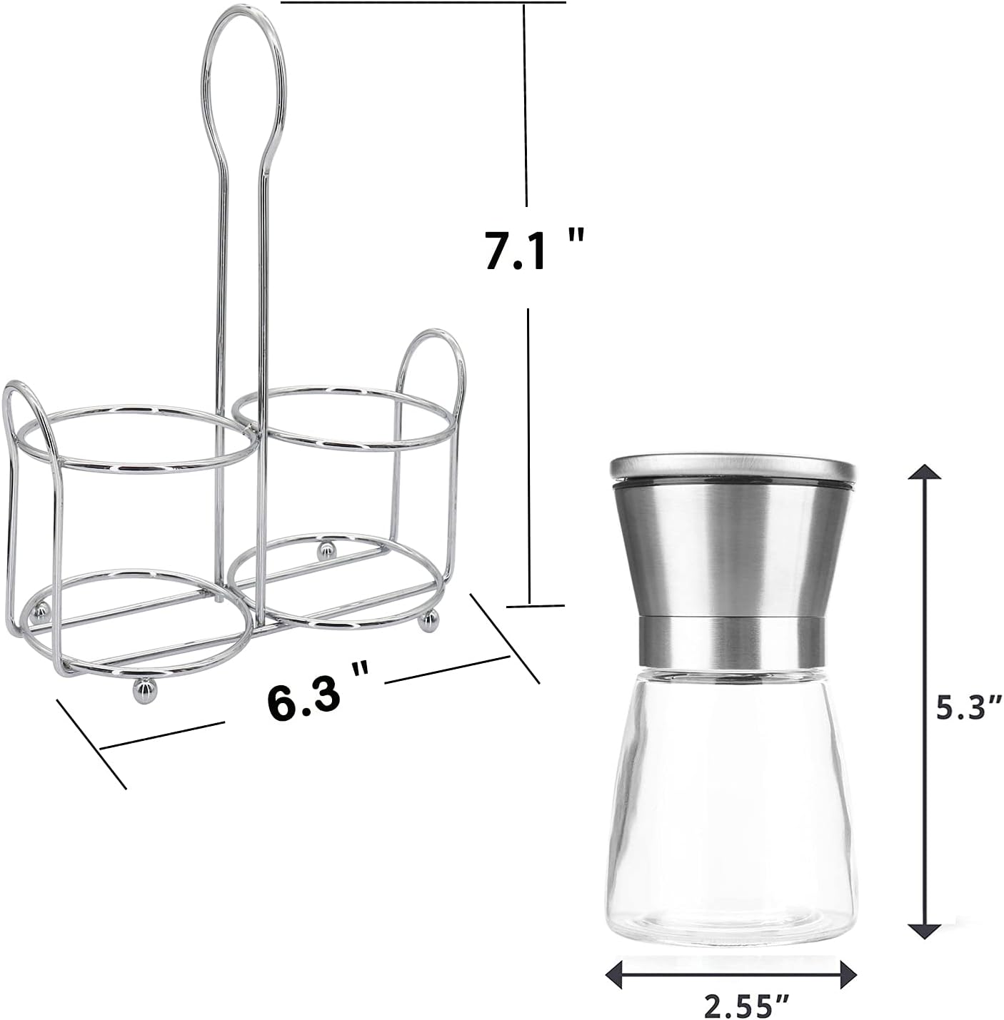 Mincham Premium Salt Pepper Grinder Set with Stand