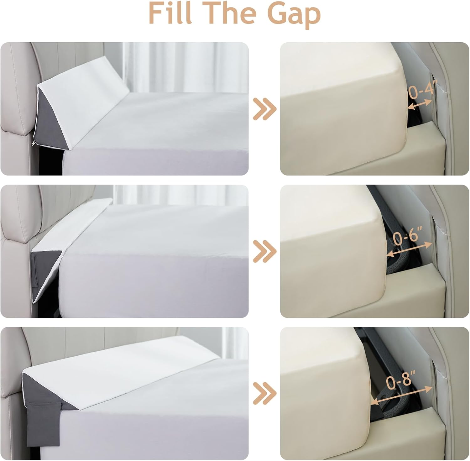 Voctriam Bed Wedge Pillow for Headboard Gap 60x8x6 White