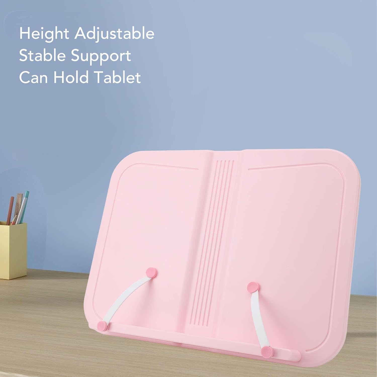 Adjustable Pink Book Stand for Tablet and Cookbook