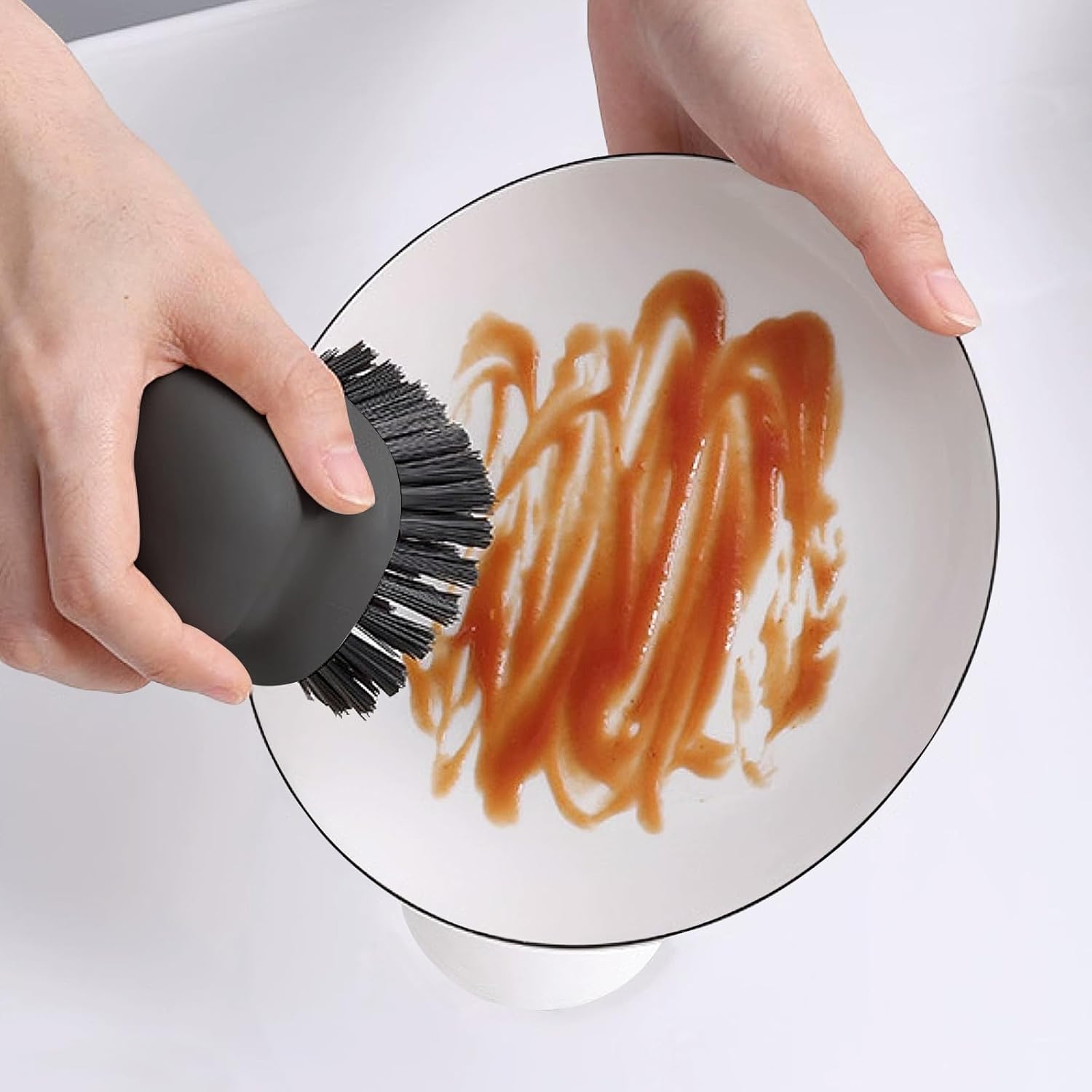 MUUBOOX 2Pack Dish Scrub Brush Black