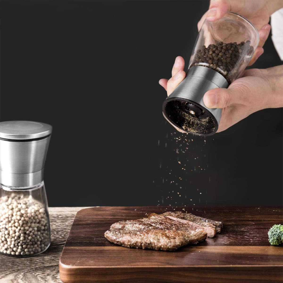 Mincham Premium Salt Pepper Grinder Set with Stand