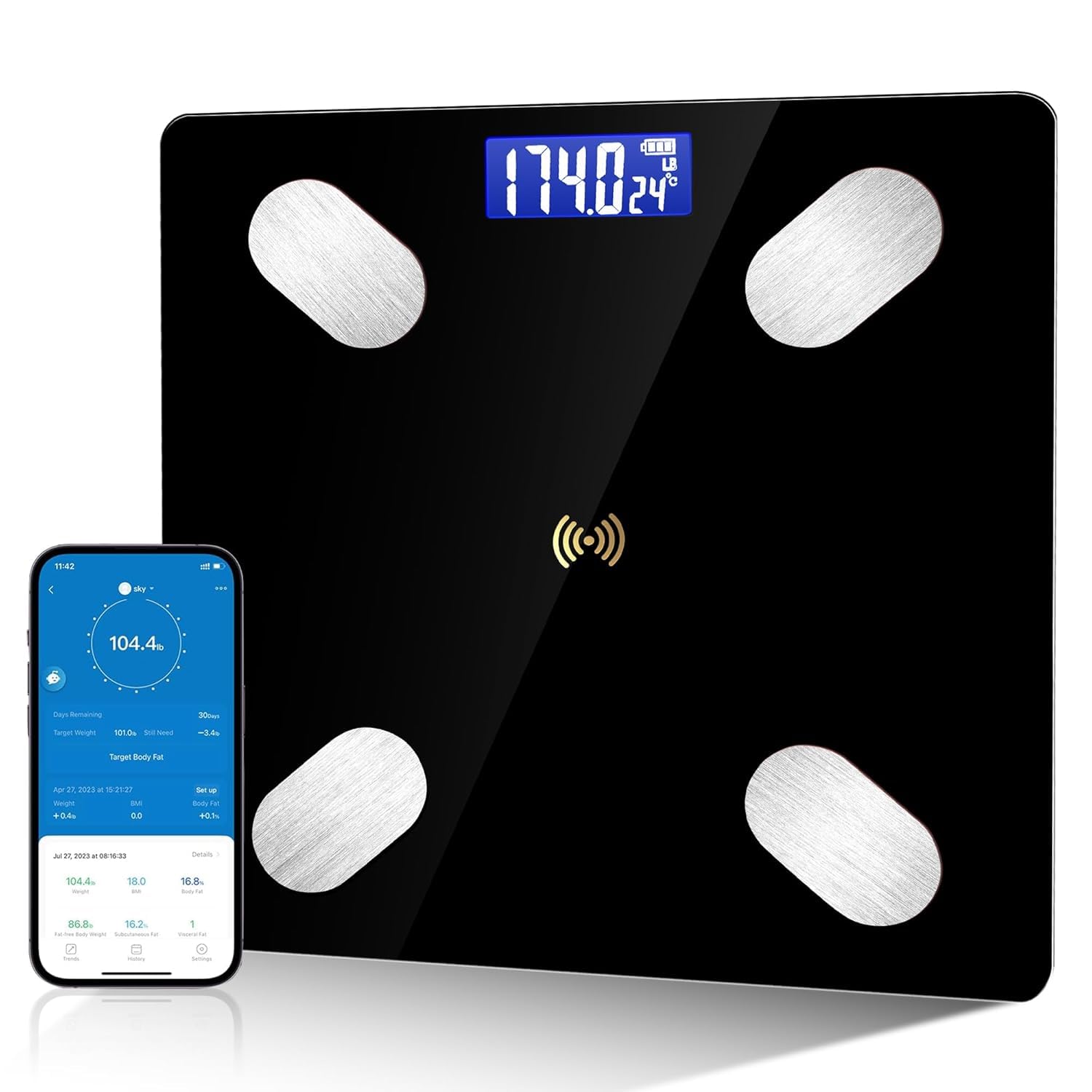 Smart Scale for Body Composition Analysis with BMI and Sync App