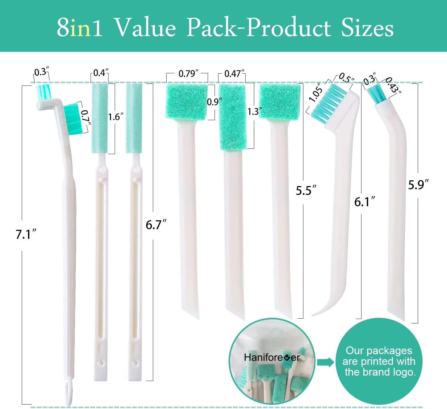 Haniforever 8in1 Cleaning Brush Set for Small Spaces