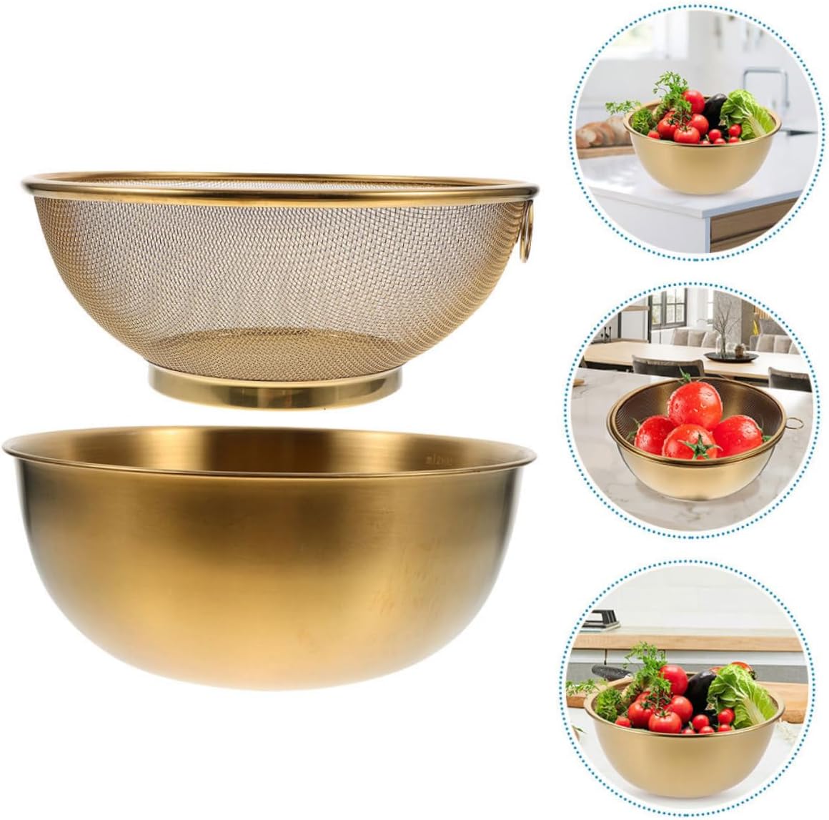 VINTORKY 1 Set Mini Golden Colander with Bowl