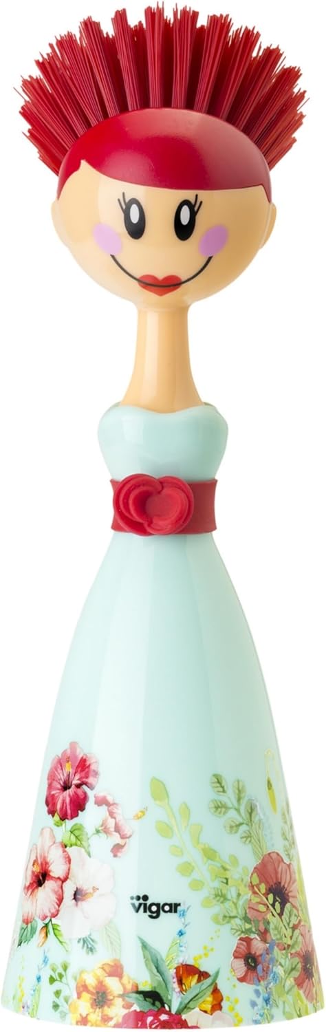 Vigar Dolls Dish Brush with Storage - BluePink