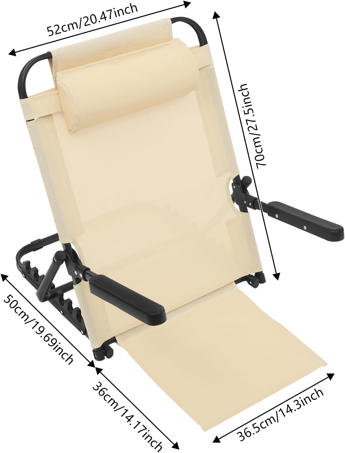 Eapmic Adjustable Lifting Bed Backrest with Armrest and Pillow