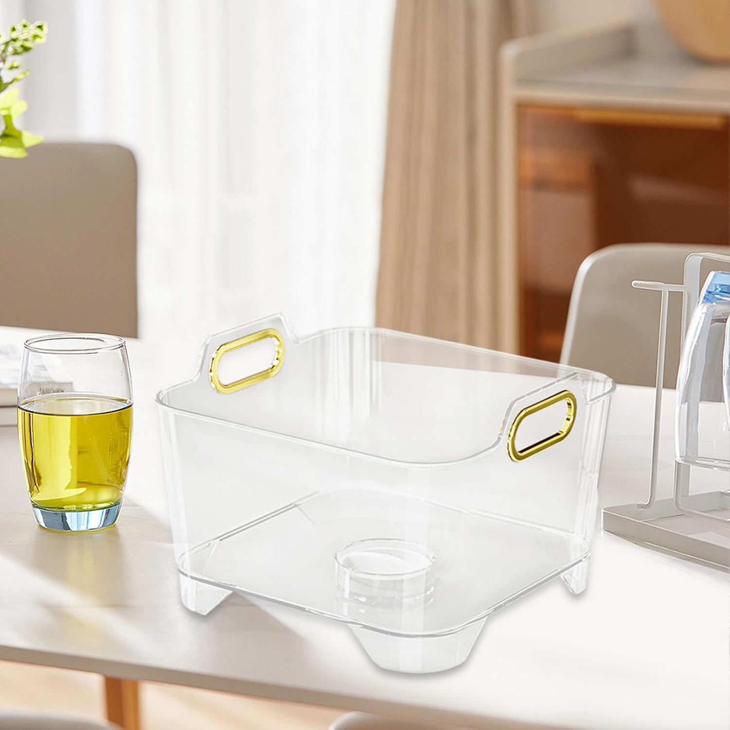 Clear Fruit Vegetable Washing Basket with Handle and Drainage