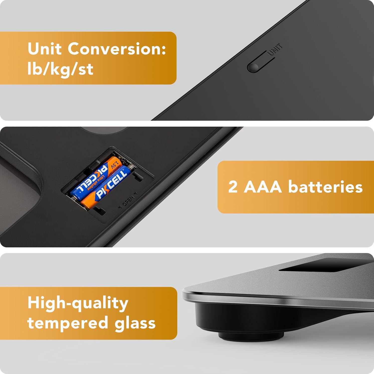ZOETOUCH Digital Bathroom Scale with Backlit LCD and Tempered Glass