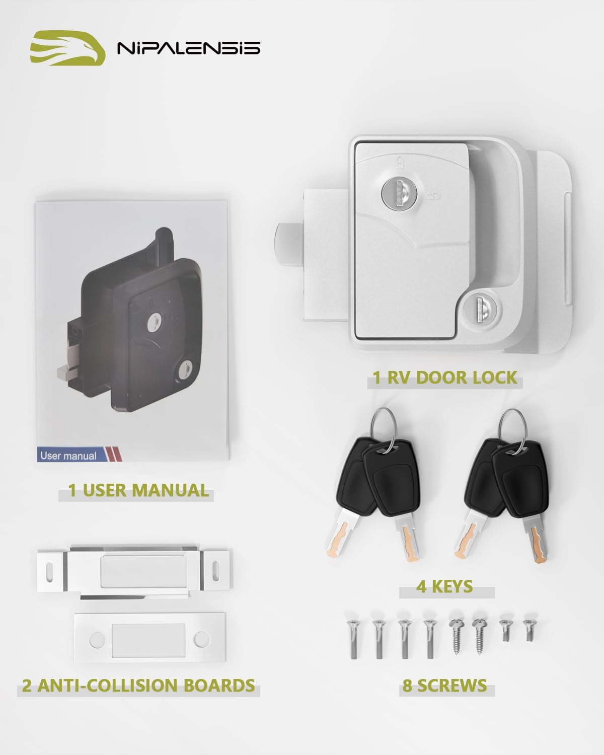 Nipalensis RV Door Lock Replacement Deadbolt - White
