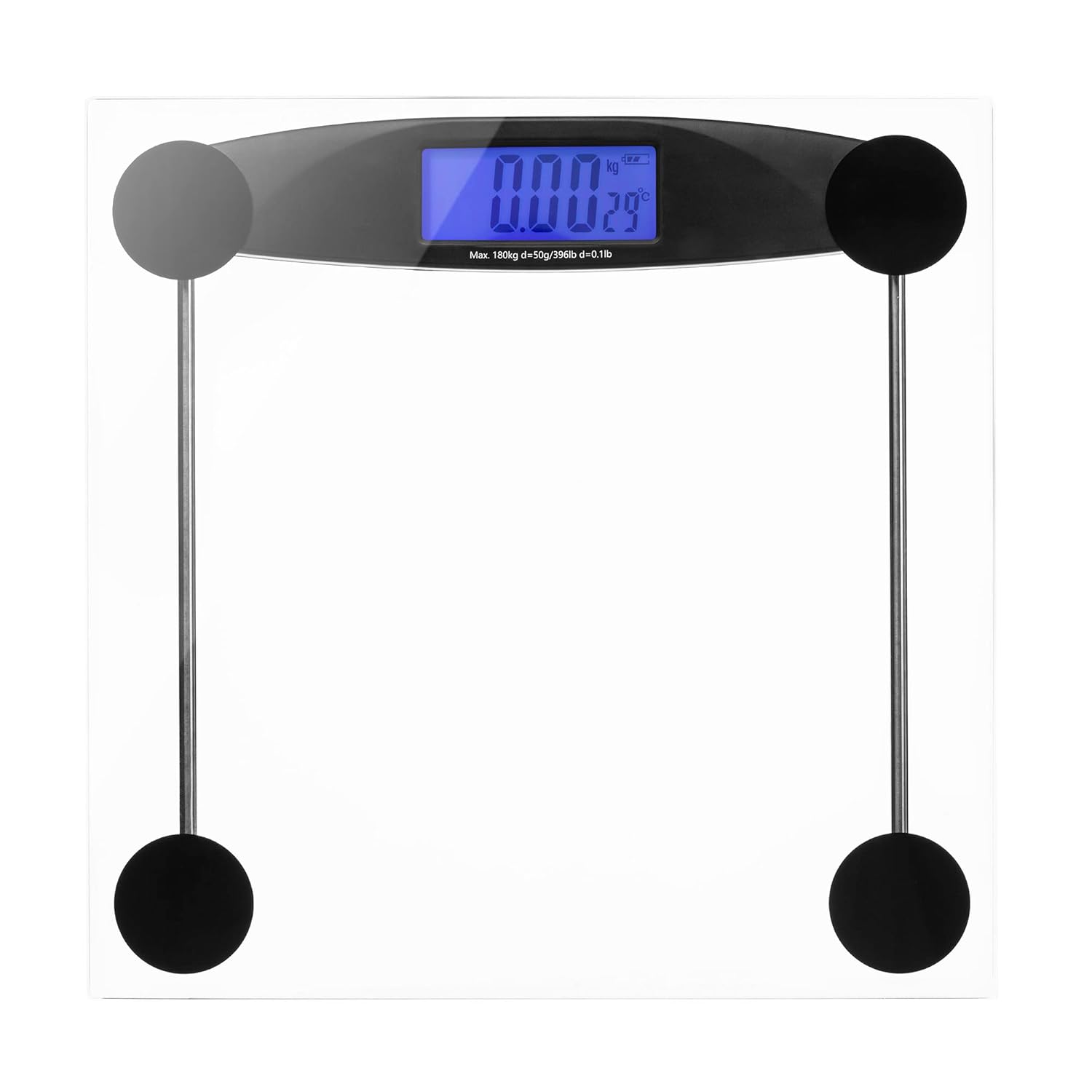 Poplar Digital Bathroom Scale with Clear Glass Platform