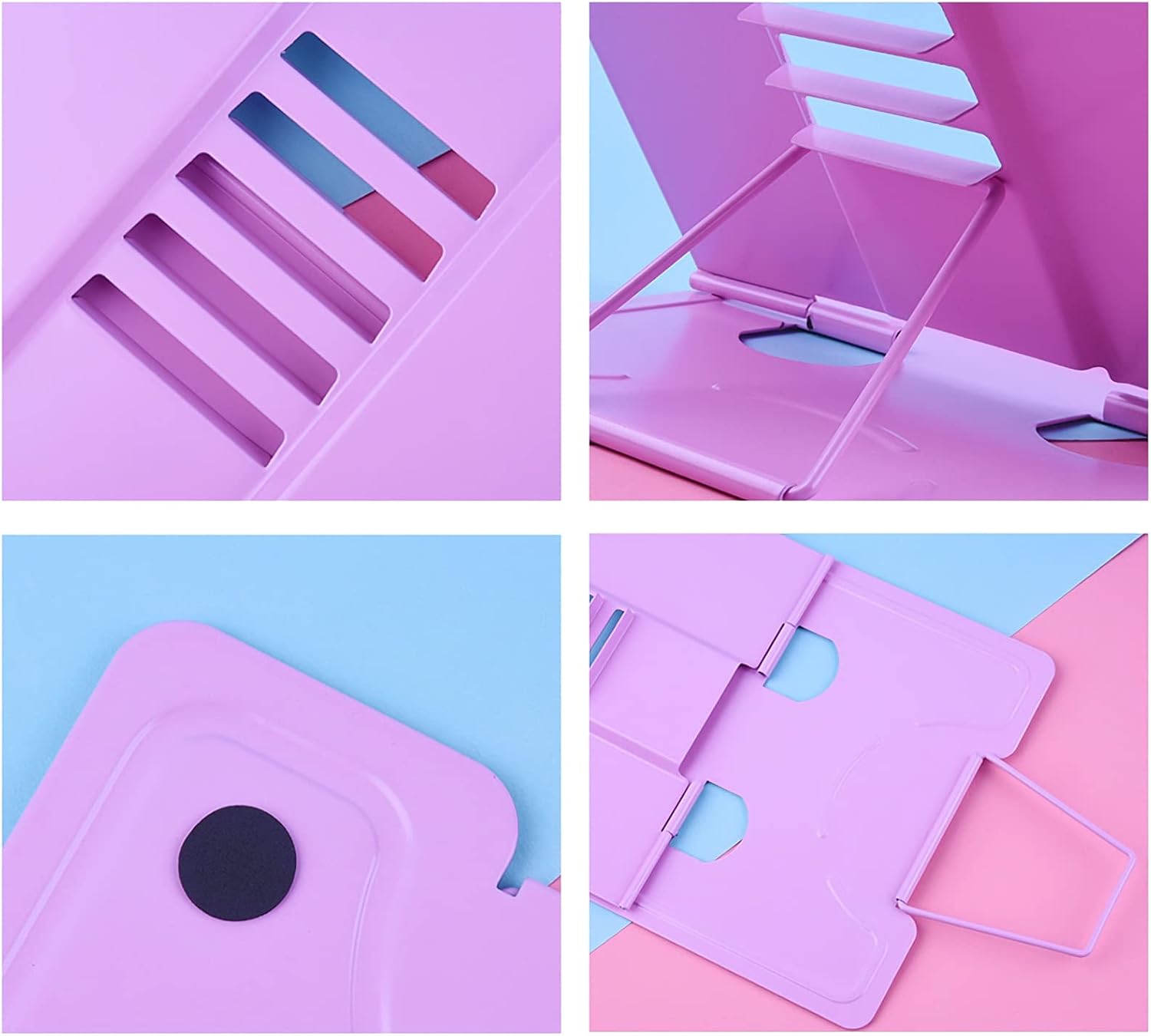 Adjustable Metal Book Stand for Kitchen and Office Pink 8x73 Inch