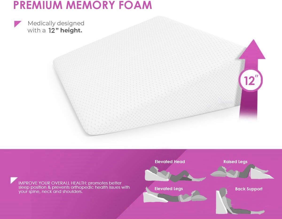 Home Sweet Home Bed Wedge Pillow with Memory Foam Support