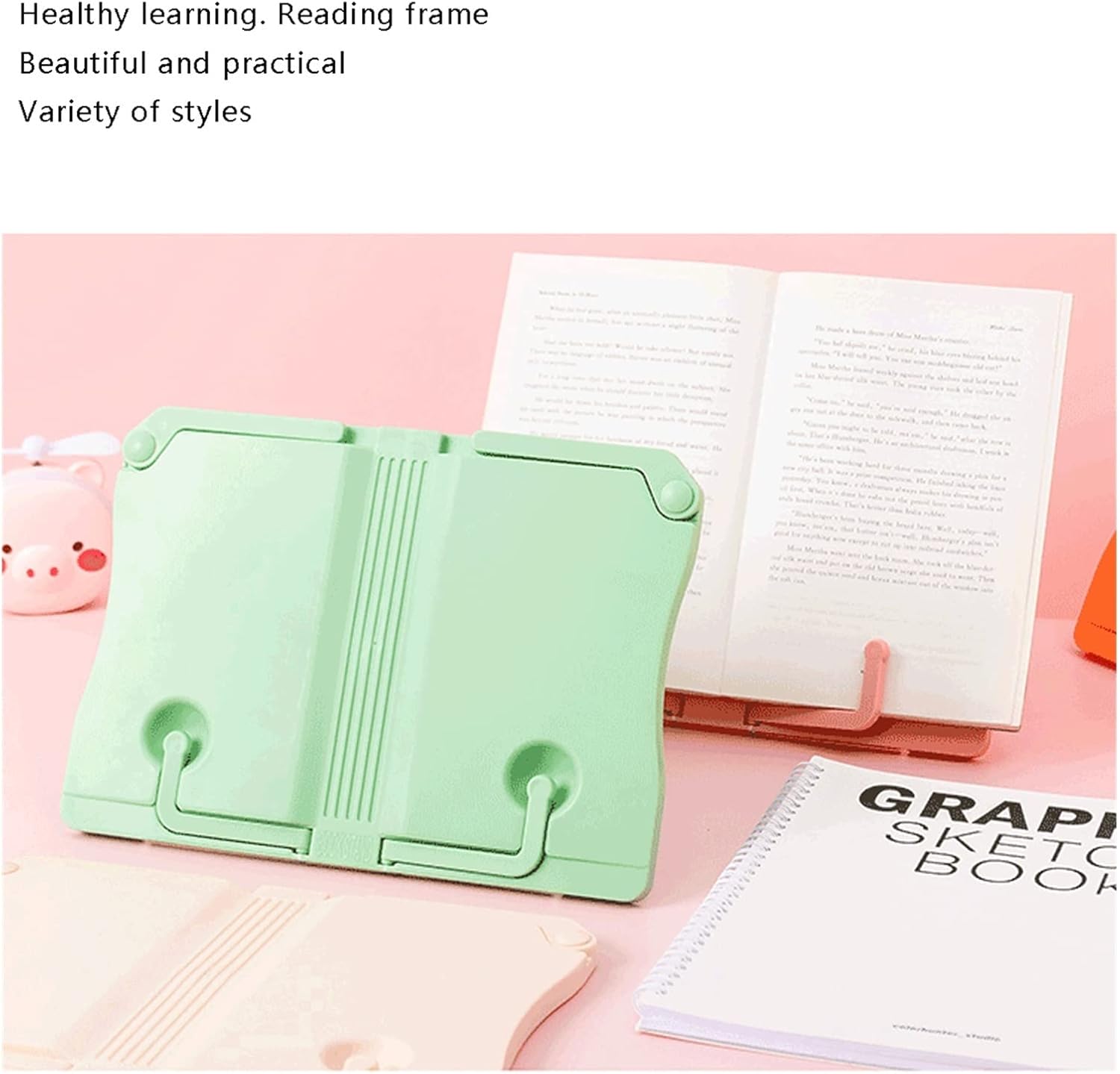ZTHYSHXA Pink Adjustable Cookbook Stand for Home Office Kitchen