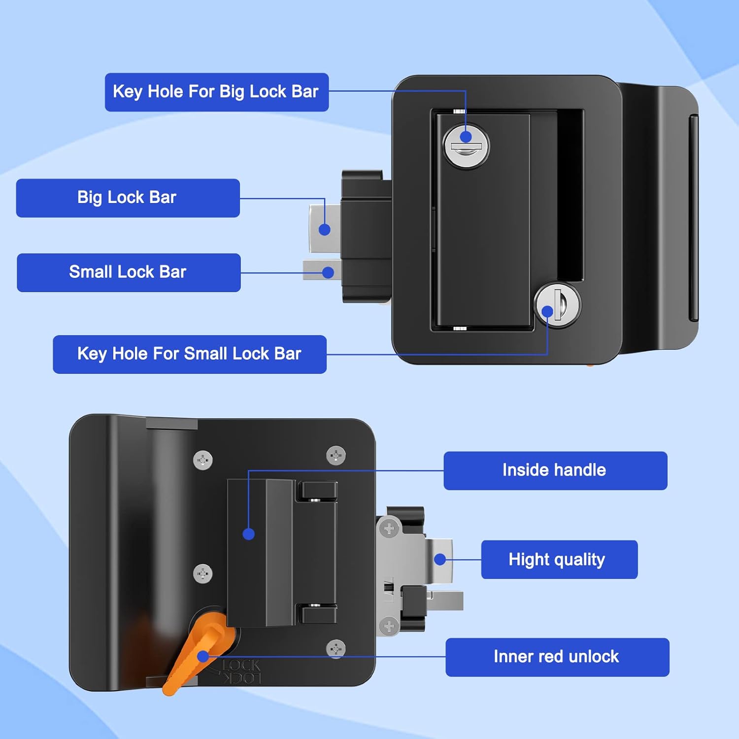 Ristow RV Entry Door Lock RL001 Black Key Lock