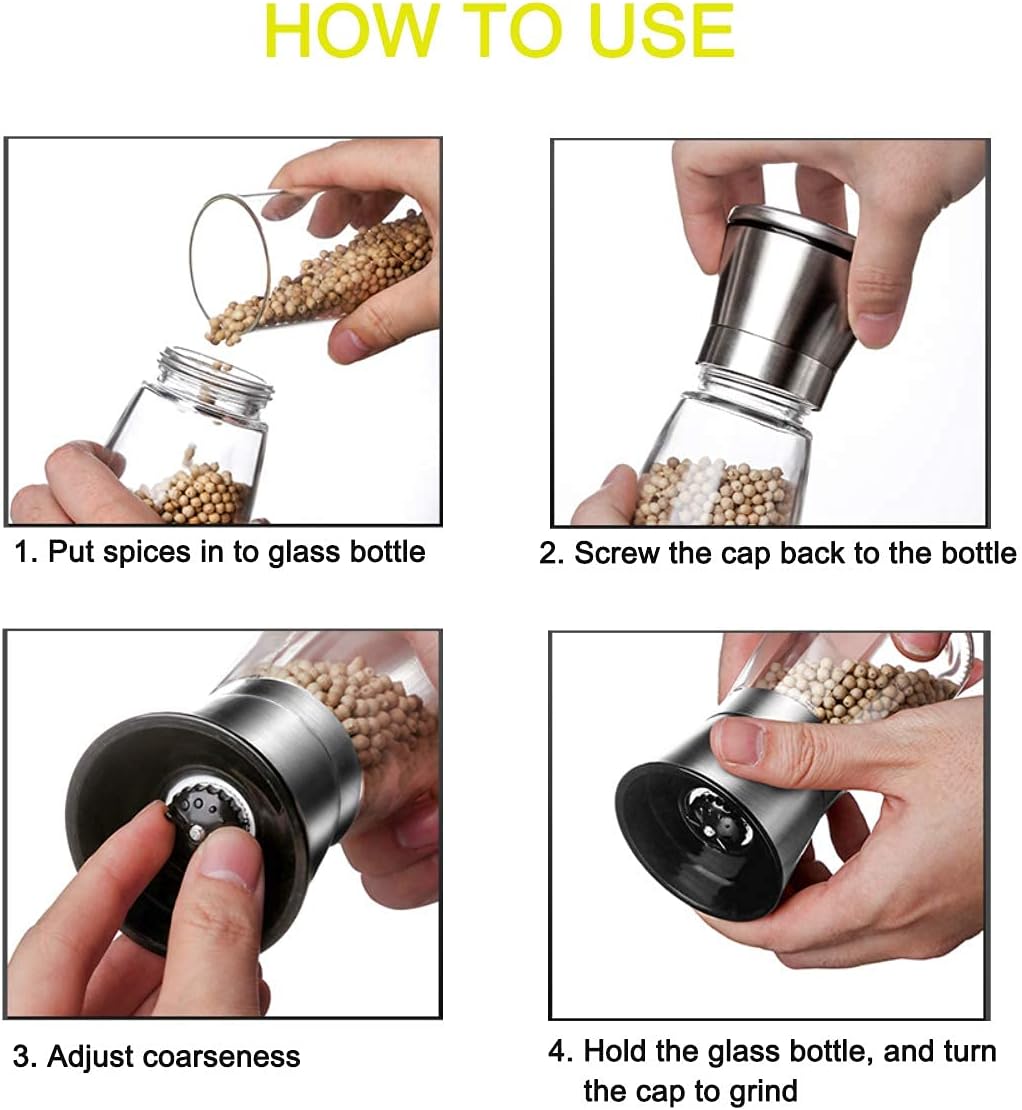 Mincham Premium Salt Pepper Grinder Set with Stand